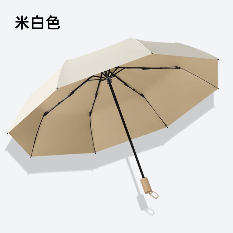 New three-fold 16-bone hand open color glue umbrella solid wood handle parasol sun umbrella