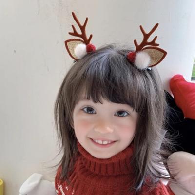 1 Pair Reindeer Antler Hair Clips for Christmas Fluffy Ear Headband with Pom Poms Festive Girls Hair Accessories Gift for Women Kids