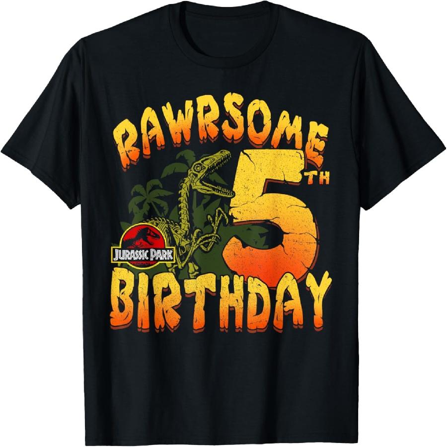Jurassic Park Rawrsome 5th Birthday T-Shirt S