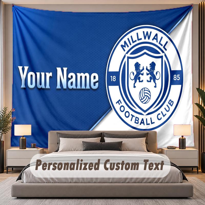 Custom Name Text Tapestry Millwall FC Personalized Polyester Wall Tapestry For Bedroom And Room