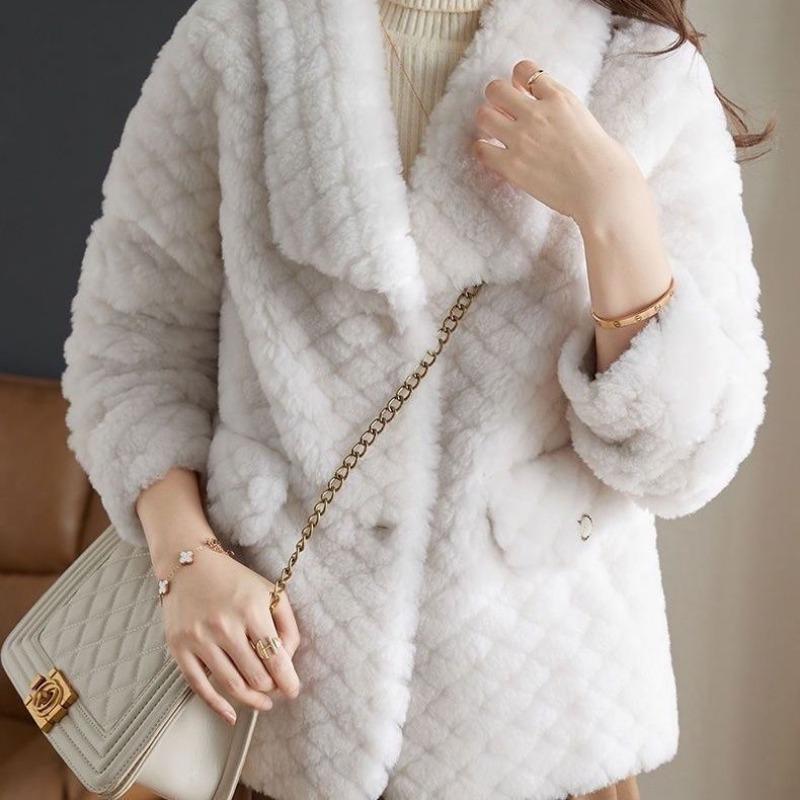 Fur New Lapel Imitation Sheep Shearing Lamb Wool Granular Coat Women's Thickened Warm Young
