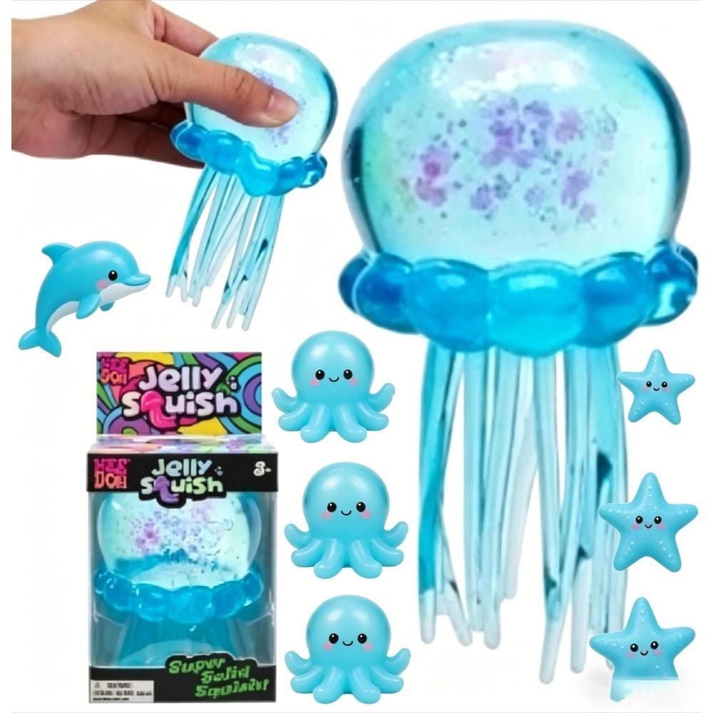 Juguete Antiestrés Nee Doh Medusa Aplastable, Juguete Fidget Suave de Gelatina para Apretar, Juguete Sensorial NeeDoh de Moda para Niños y Adultos