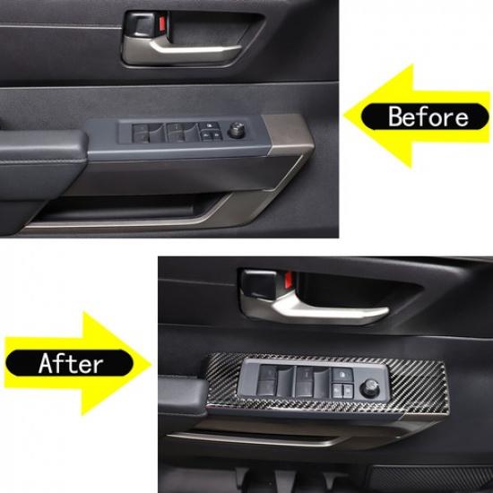 Real Carbon Fiber Window Lift Switch Button Cover Trim For Toyota Tundra 22-24
