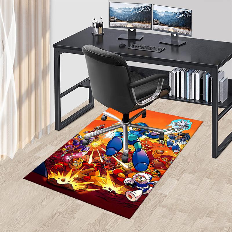 

1pc Mega Man Anime Cartoon Design Office Chair Mat Non-Slip Carpet for Home Decor Living Room Bedroom Game Room Gift All Seasons Universal.Y078 60cm by 90cm