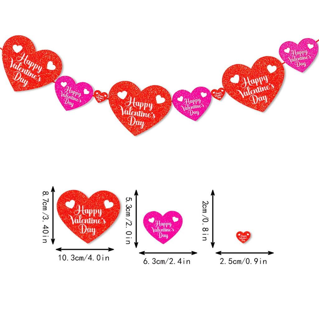 Happy Valentines Day Banner, Red Glittery Valentines Day Party Decorations, Valentines Day Garland, Valentines Photo Props, Heart Decorations