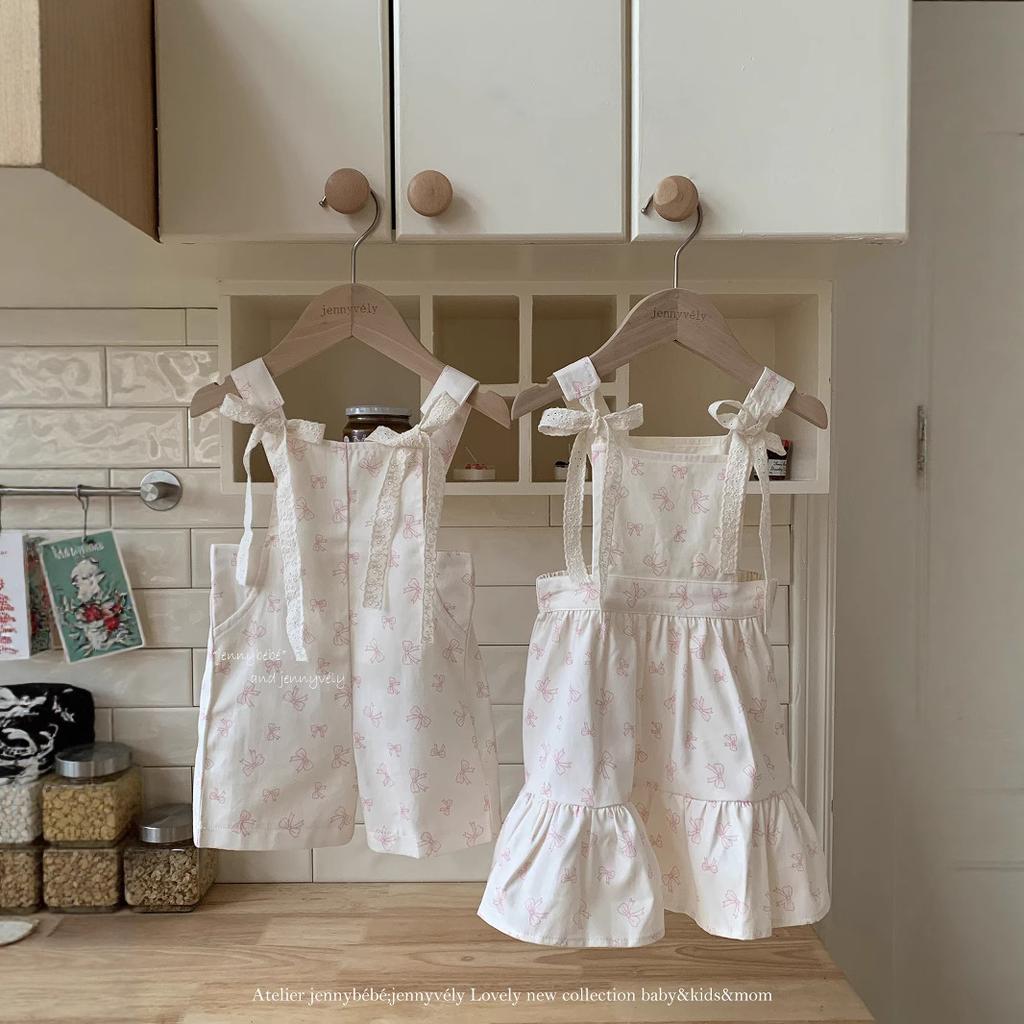 Children's summer clothes 1011 new baby girl sweet bow overalls girls Korean version cute overalls skirt