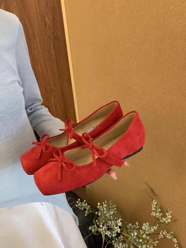 

Fashion Women s Mary Jane Shoes Square Toe Bow Flannel Shallow Mouth Shoes Women Dress Increase Internal Height 2025 Zapatillas De Mujer 35