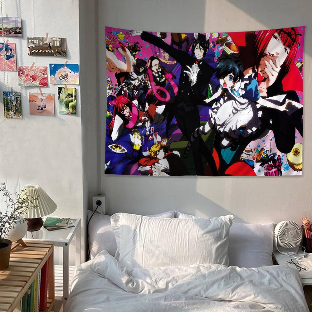 BBlack Anime BButler DIY Wall Tapestry For Living Room Home Dorm Decor Wall Art Decor