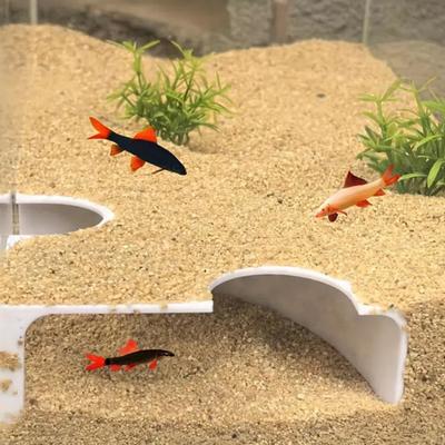 Aquarium Corner Tunnel Fish Tank Hideout Cave Under Gravel Fish Hideout with Double Holes for Betta Shrimp Reptile Loaches