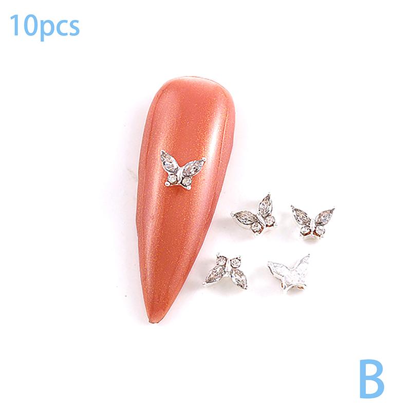 10Pcs Luxury 3D Mini 4*6Mm Crystal Butterfly Nail Art Charms Jewelry Accessories Alloy Rhinestones Nails Decoration Supplies
