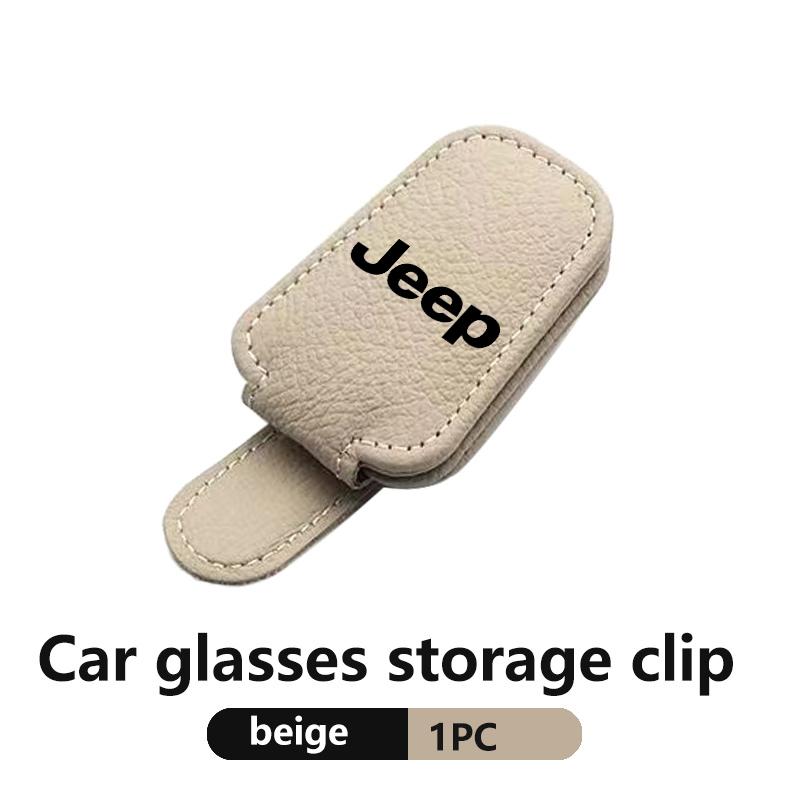 Car Magnetic Leather Eyeglass Holder Visor Sunglasses Clip Accessories For Jeep Compass Renegade Cherokee Wrangler JK Patriot AMP1