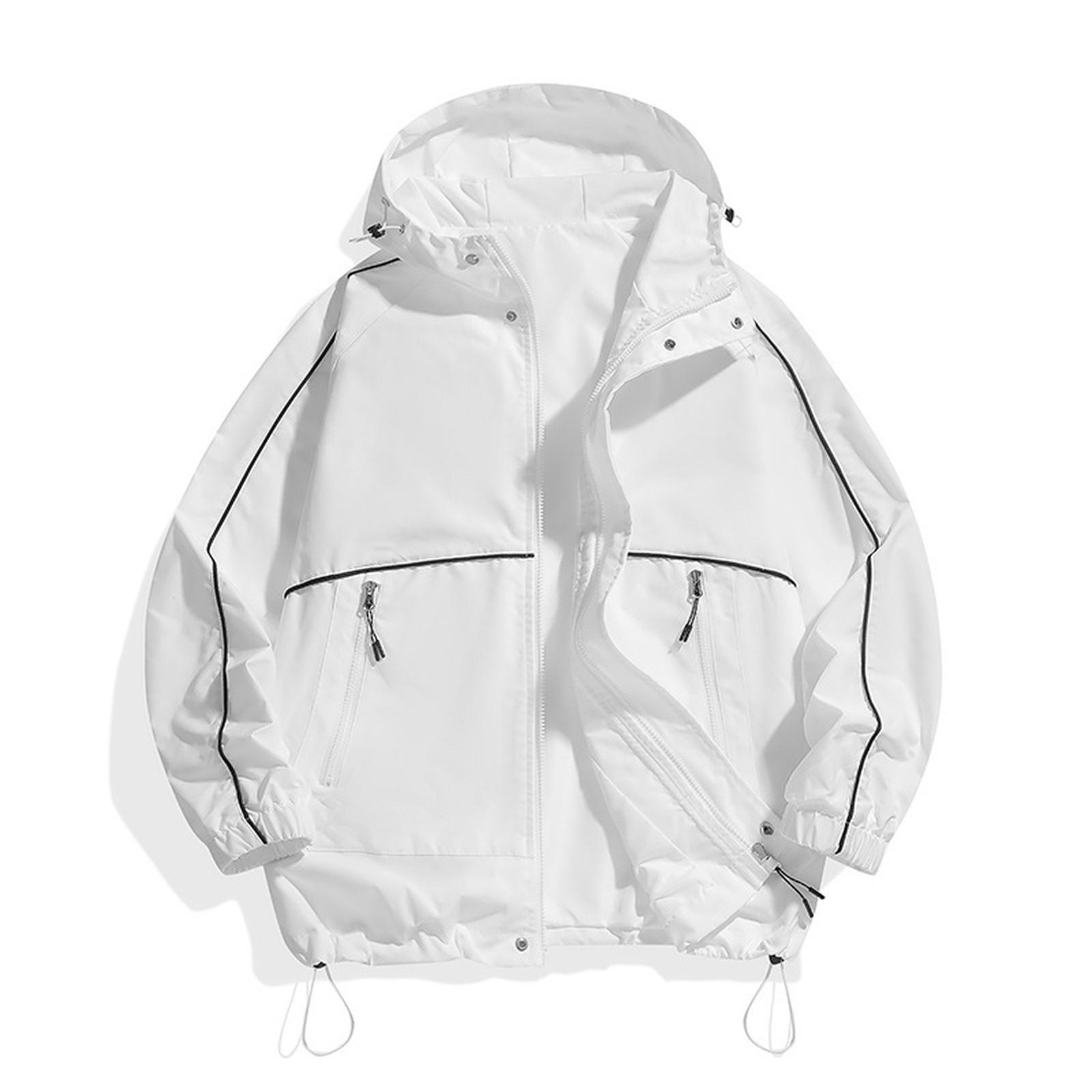 

Водонепроницаемая куртка с капюшоном для активного отдыха, походов, красивая повседневная куртка-комбинезон с капюшоном для мужчин XL белый