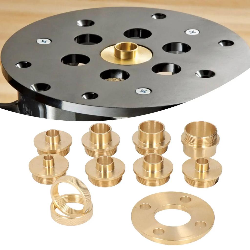 11Pcs/Set Brass Template Router Guides Kit with Lock Nut Adapter Router Accessory Router Kit Router for Templates