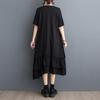 Spring and Summer Plus Size Women's T-shirt Dress Casual Wooden Ear Side Splicing Letter Printed Dresses