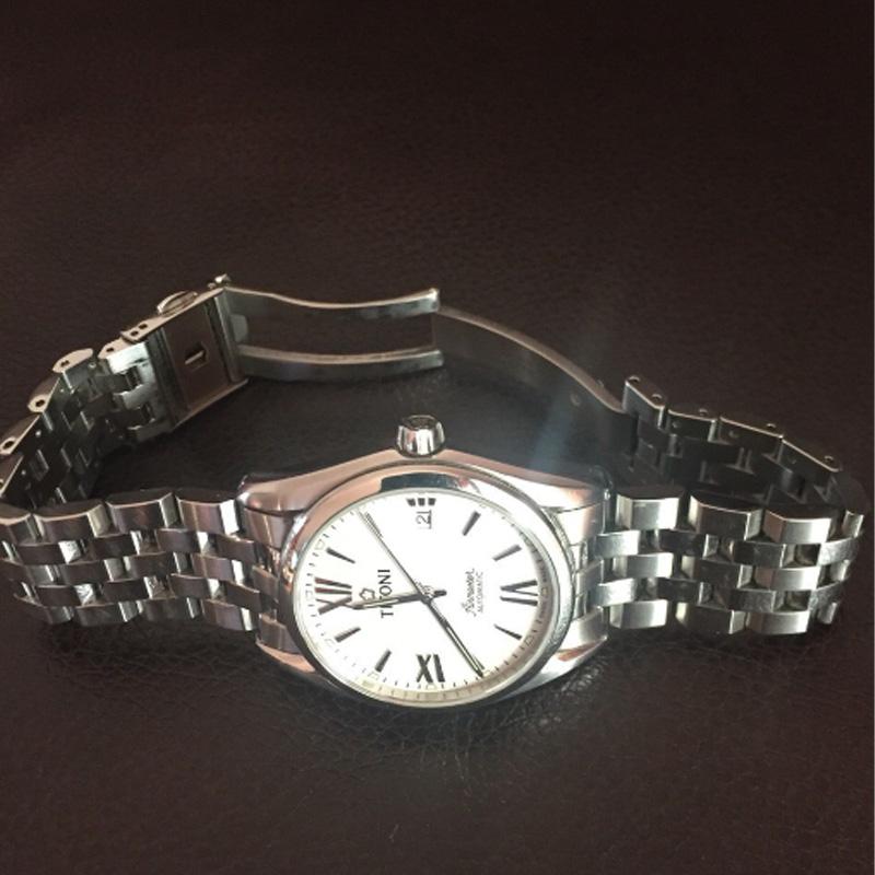 TITONI Plum Blossom Air King Series Automatic Mechanical Movement 50 Meters 38.5mm Silver Dial Stainless Steel Case Stainless Steel Strap 83909 S-342