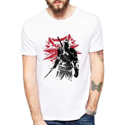 Japonské Anime Alchemist Sumi e Tričko Móda Krátký rukáv Trička Witcher O Neck Tops