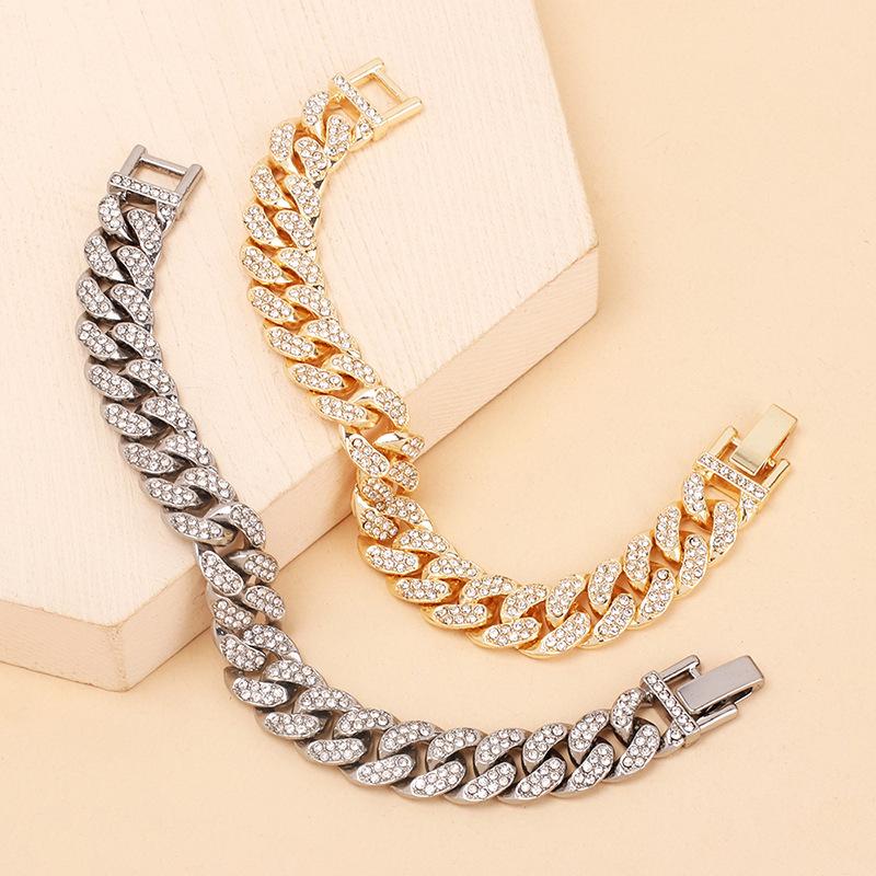 ins cold style hip hop light luxury rhinestone bracelet, new niche design fashion jewelry in Europe and America