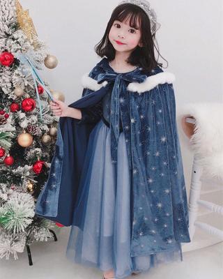 Vestito Elsa per Bambina Primavera 2025 con Mantello - Tema Frozen Neve Bianca