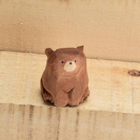 Dřevěná figurka medvěda Miniaturní soška medvěda Rustikální zvířecí stolní ozdoba pro ložnici dětský pokoj hernu