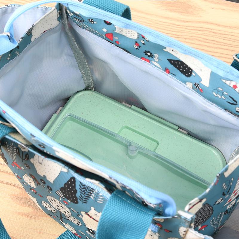 Large Capacity Waterproof Lunch Bag  Portable Shoulder Bag with Cartoon Animal Prints In Oxford Cloth  Storage Bag for Travel