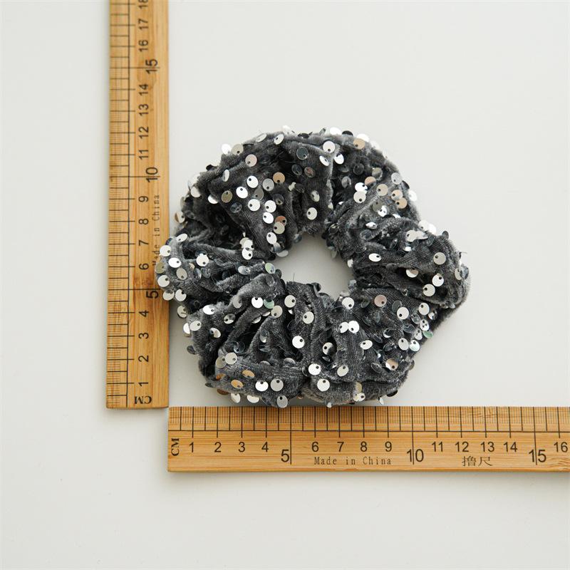 Vintage Glitzer Pailletten Samt Scrunchies Party Haaraccessoires Einfarbige Stirnbänder Elastisches Haarband Haargummis für Frauen Mädchen