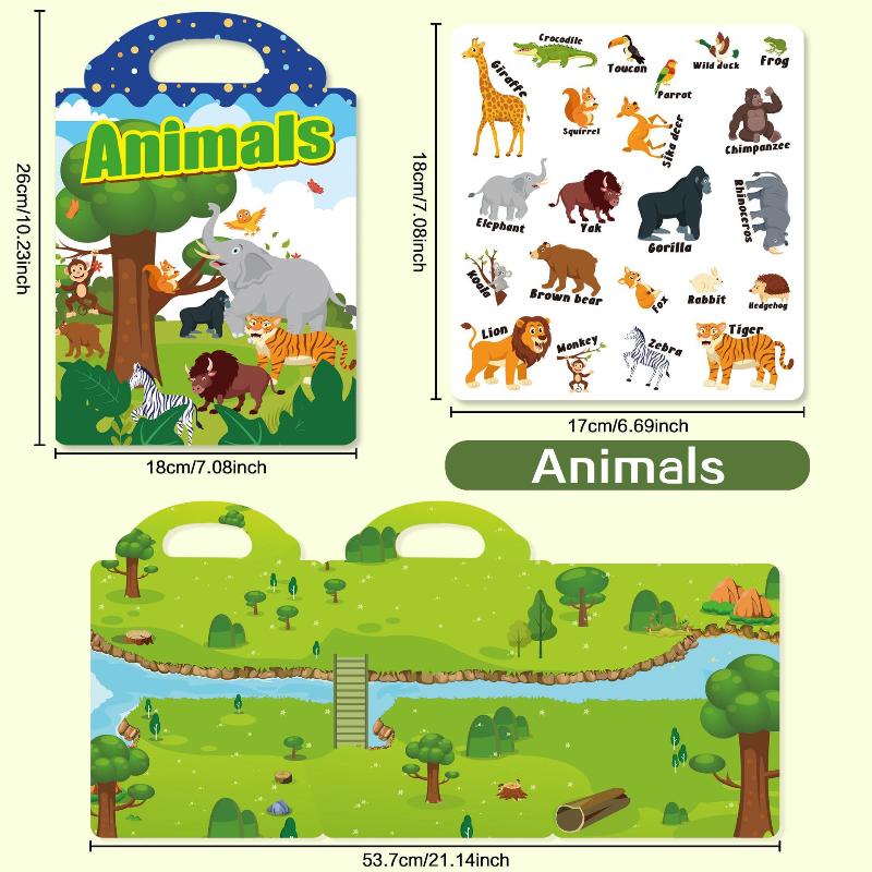 

1 Set DIY Quiet Fun With Scene Stickers Jelly Sticker Book For Kids Reusable Paste Puzzle Book Educational Activity For Children