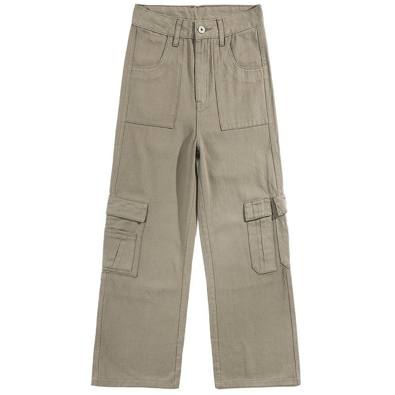 Women's High-Waist Fleece-Lined Wide-Leg Jeans, Retro Workwear Style for Autumn/Winter 2024
