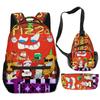 Klassisch Neuheit Eigenartig Cool Pizza Turm 3D Druck 3er Set Schultaschen Multifunktionale Reise Rucksack Brusttasche Federmäppchen
