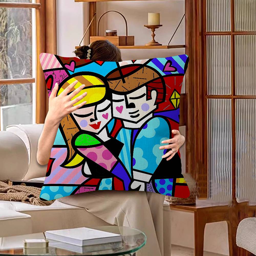 Colors R-Romero B-Britto Art Personalized Pillow Cover Kids Bedroom Wild Party Decor Pillowcase Kid Birthday Shower Gift