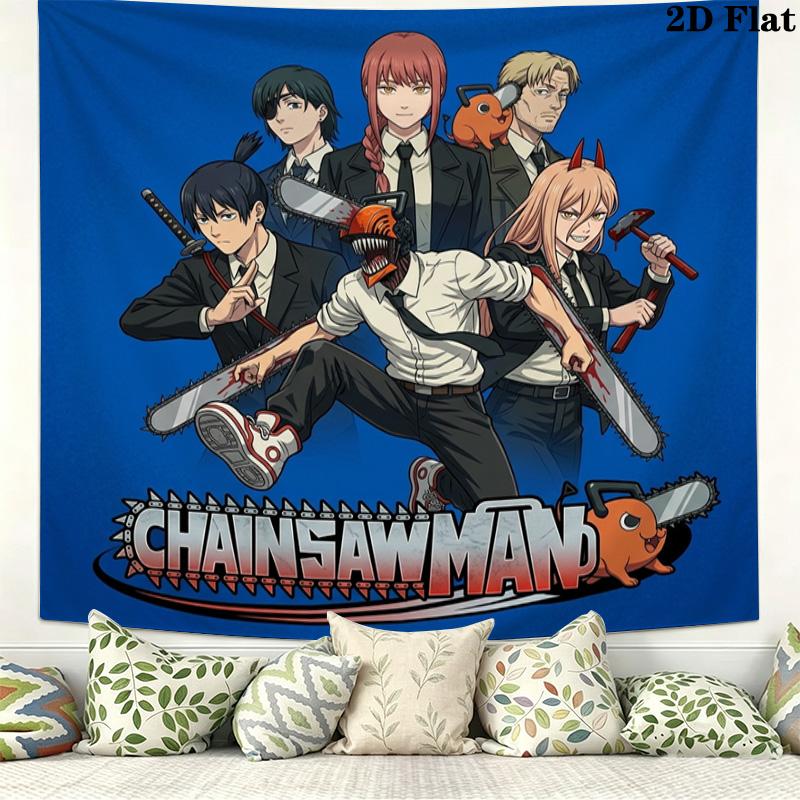 Chainsaw Man Wall Tapestry Aesthetic Wall Hanging Printed Fabric Blanket Decorative Tapestries For Bedroom Living Room Home Decor