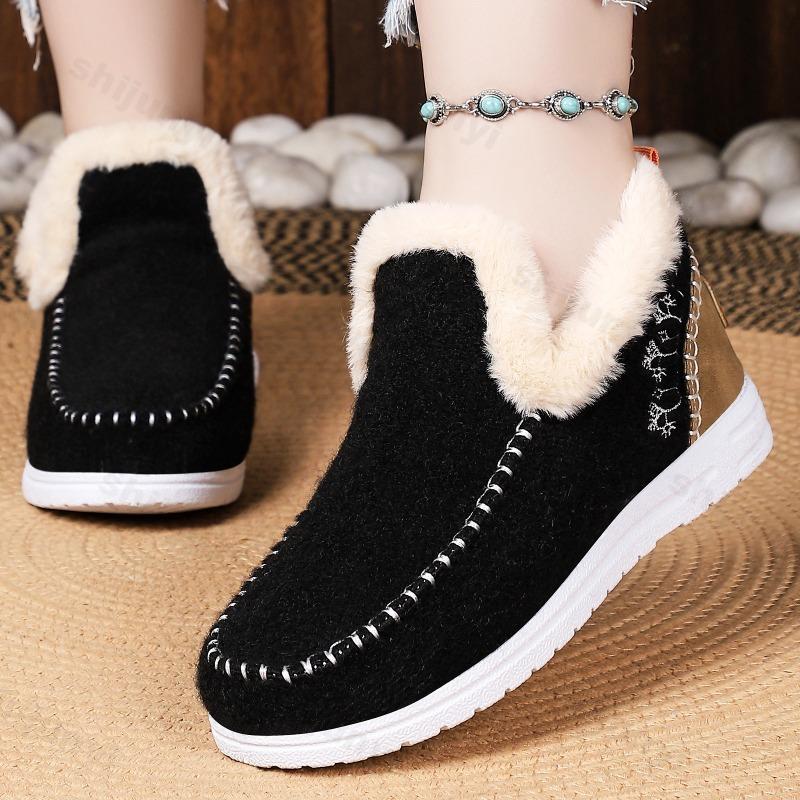 Damen Stiefeletten Winter Freizeitschuhe Warm Plüsch Mode Plateau Outdoor Schneestiefel Damen Schuhwerk Baumwollschuhe Botas Mujer