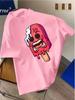 Streetwear Unisexs White Crew Neck T Shirt Creepy Melting Red Popsicle Cartoon Graphic Soft Cotton Short Sleeve Summer Daily Tops