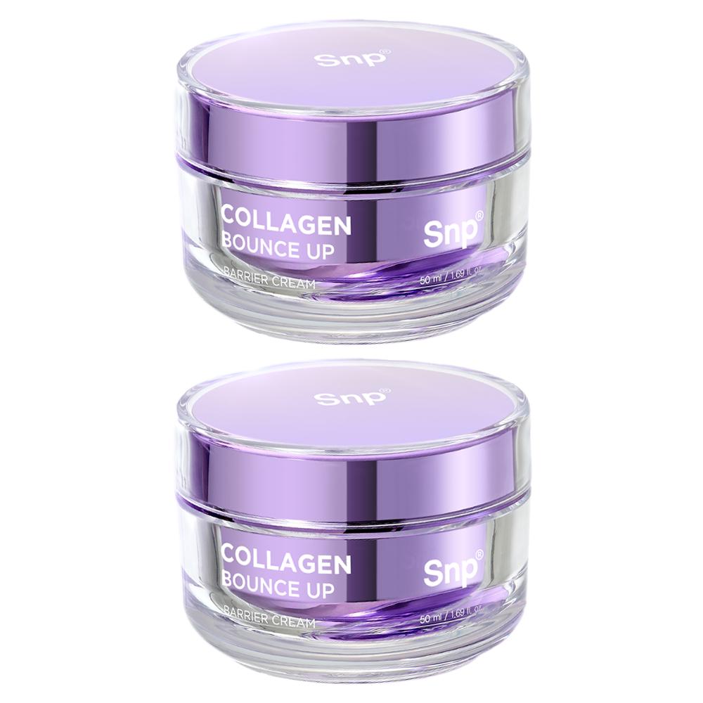 SNP Collagen Bounce Up Barrier Cream 50ml (Set of 2) - 8-Type Multi-Collagen & Retinol Face Moisturizer, Pore Tightening & Deep Elasticity Repair
