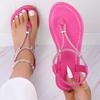 Fashion 2025 Summer New Fashion Women Sandals Rhinestone Pinch Toe Flat Casual Shoes for Women Beach Casual Sandals Female Zapatos Mujer