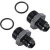 6AN Male Flare to 8AN ORB O-ring Boss Fuel Pump Rail Adapter Fitting Aluminum Black, Pack of 2
