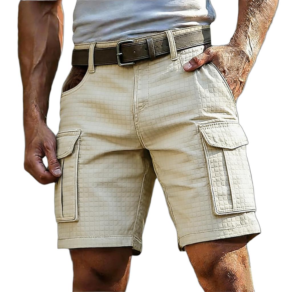 Men's Summer Multi-Pocket Textured Cargo Shorts Men's Casual Fashion Cargo Shorts