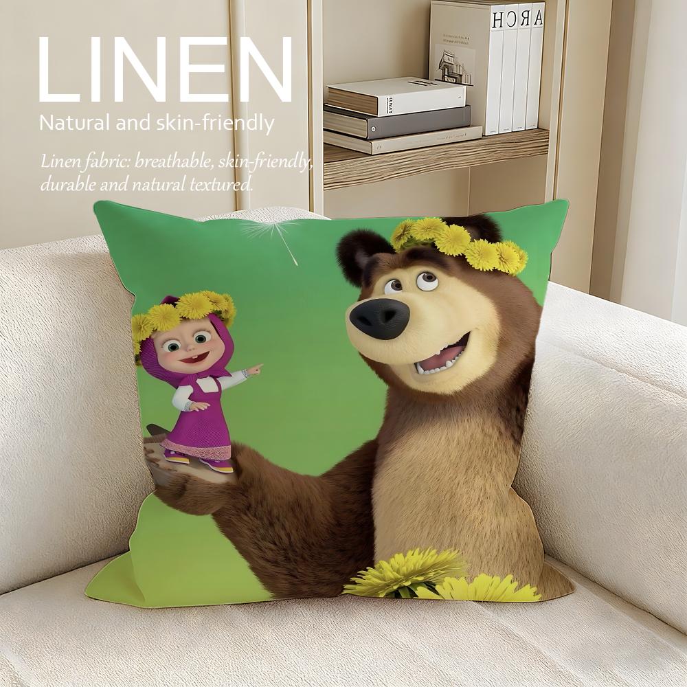 Animation Masha and the Bear Cushion Cover Pillowcase Set Pcs x x Breathable Washable Sofa Cushion Cover 30X30cm