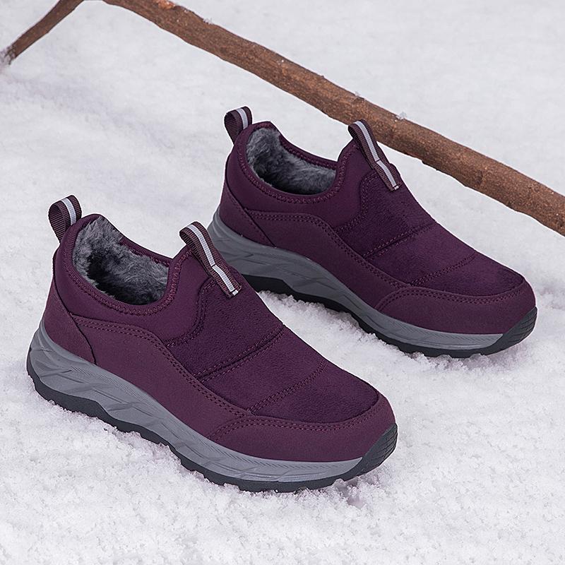 Plush Slip-on Cotton Shoes Warm Loafers Men Women Winter Outdoor Walking Hiking Sports Shoes Anti-slip Flat Shoes