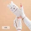 Women's half-finger gloves winter cold protection warm velvet cute cartoon rabbit finger knitted wool gloves