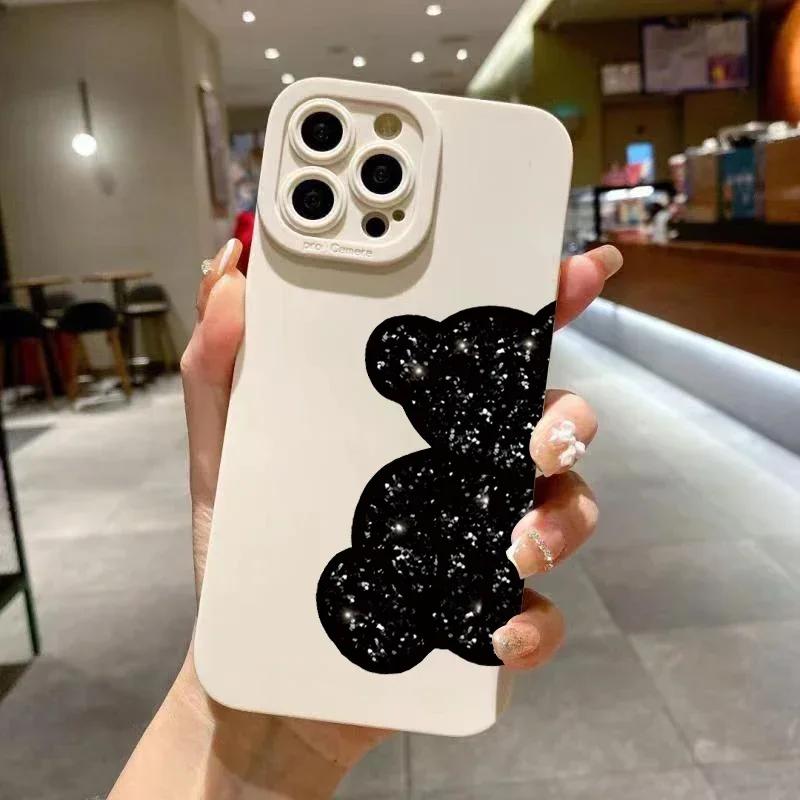 

Floral Bear Painting Phone Case For iPhone 16 15 14 Pro Max 13 12 11 XS X XR 7 8 Plus SE 2022 SE3 Shockproof Soft Silicone Cover iPhone XR