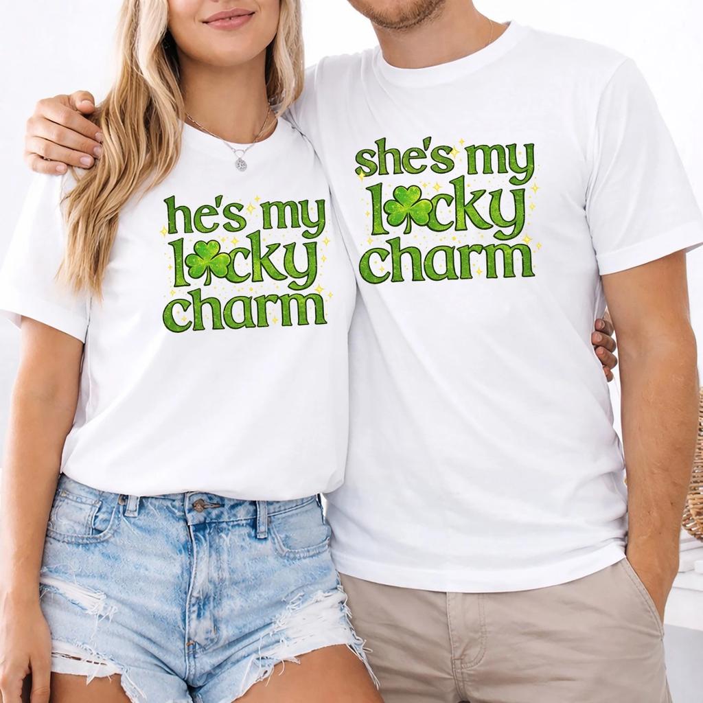 Couple St Patricks Day T-Shirt - Irish Shamrock 2026 Gift for Him, My Charms