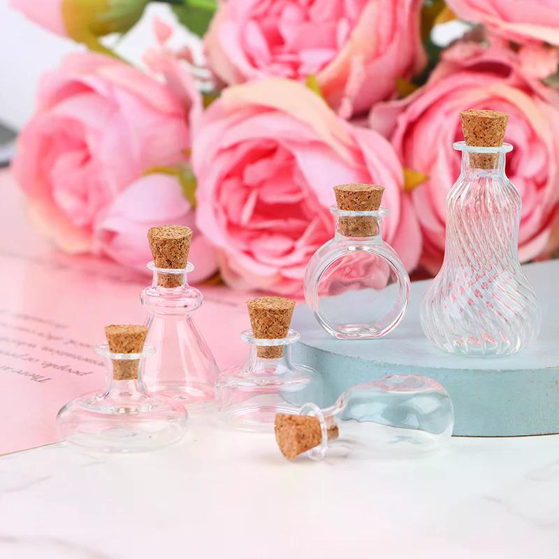 NEW 1:12 Dollhouse Miniature Vase Glass Bottle Wishing Bottle Storage Bottle with Cork Vase Candy Jar Model Doll House Decor