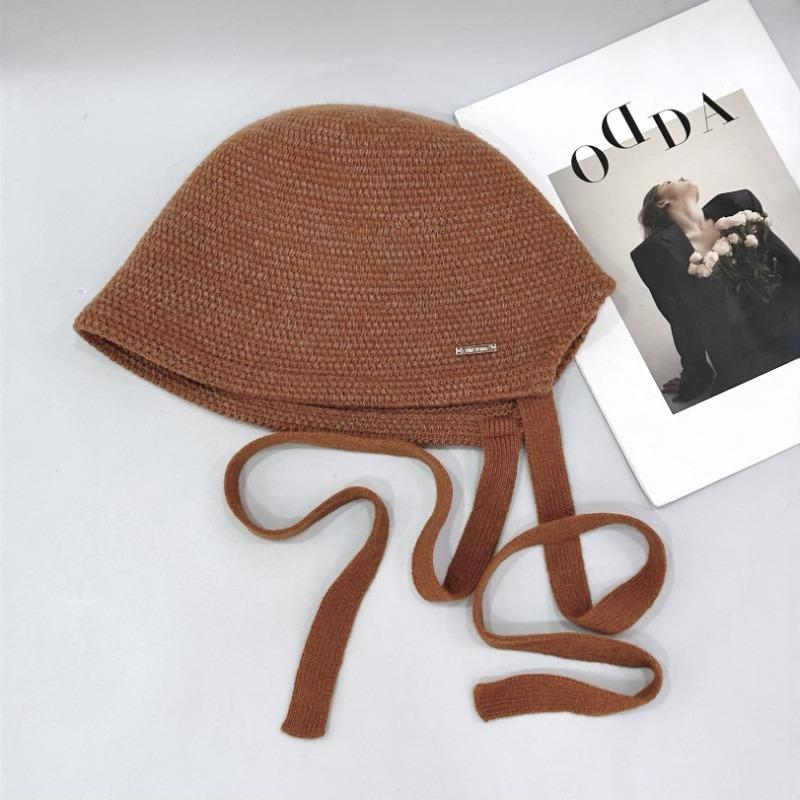 25 Early Autumn New Knitted Fisherman Hat Children's Breathable Versatile Shading Face Small Lace-up Basin Hat