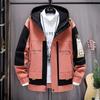 Spring Autumn Plus Size Men's Jacket Hooded Windbreaker Coats Fashion Letter Printed Patchwork Outwear Casual Jackets
