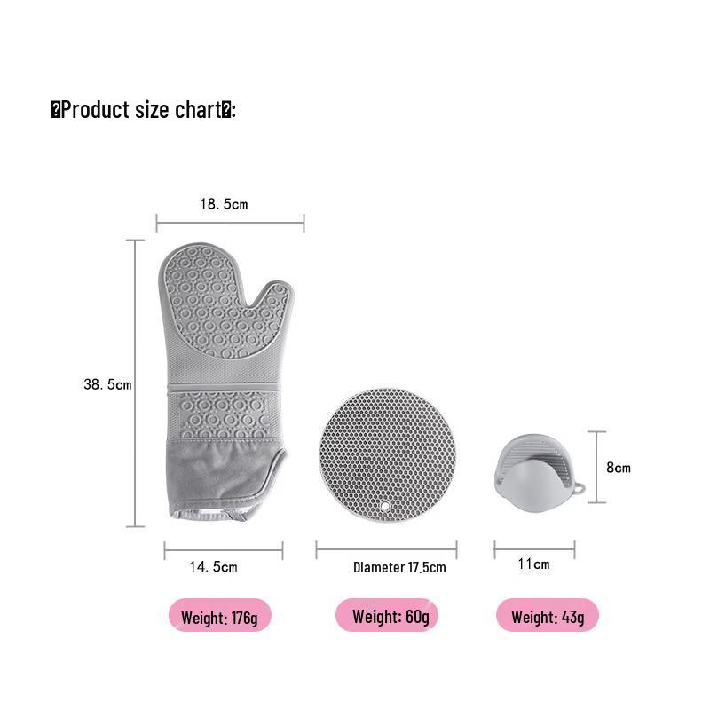 Microwave Silicone Oven Mitts and Pot Holder Set