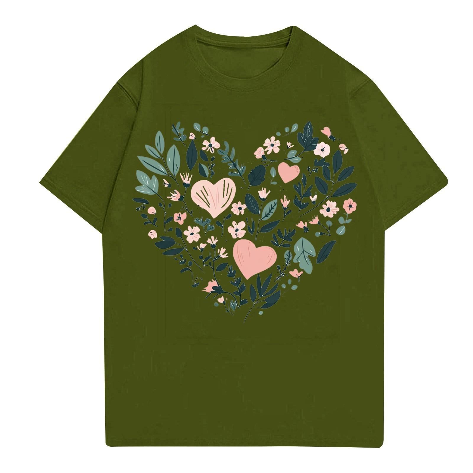 

Женская мода повседневная футболка с круглым вырезом и короткими рукавами, топ, футболка, топ L армия зеленый