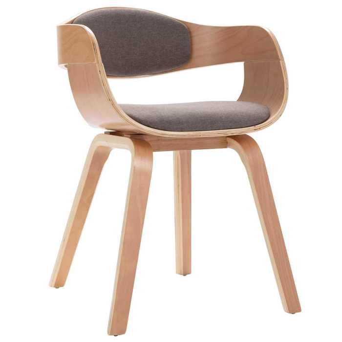Chaises à manger - MAISON EXCLUSIVE - Lot de 2 - Bois courbé - Tissu taupe - Rembourrées