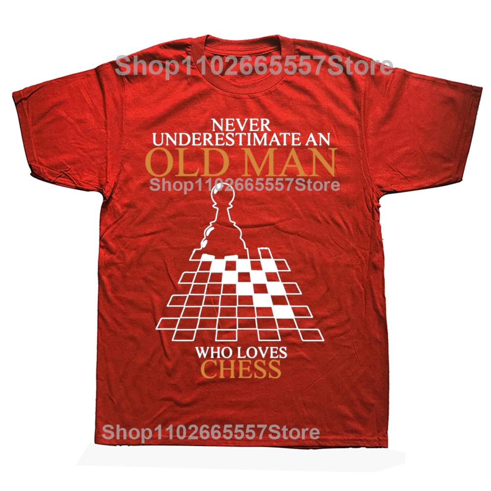 

Never Underestimate An Old Man Chess T Shirt Create Fashion TShirt Unisex Funny Short Sleeve Tshirt for Men Plus Size Tops S
