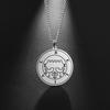 LIKGREAT Lesser Key of King Solomon Occult Sigil 72 Demon Charm Medalion Necklace for Men Women Stainless Steel Magic Talisman