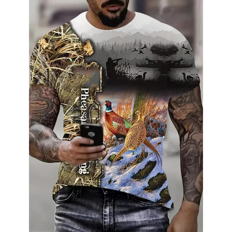 Duck Hunting Dog T-shirts 3D Print Deer Hunter Men's Streetwear Fashion Short Sleeve O-Neck T Shirt Oversized Tops Tees Clothing